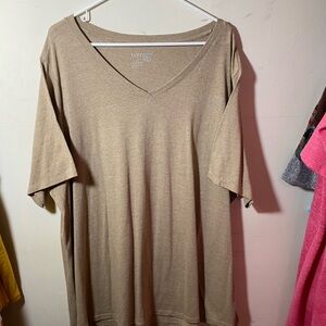 Terra & Sky Women's Beige V-Neck Short Sleeve Tee